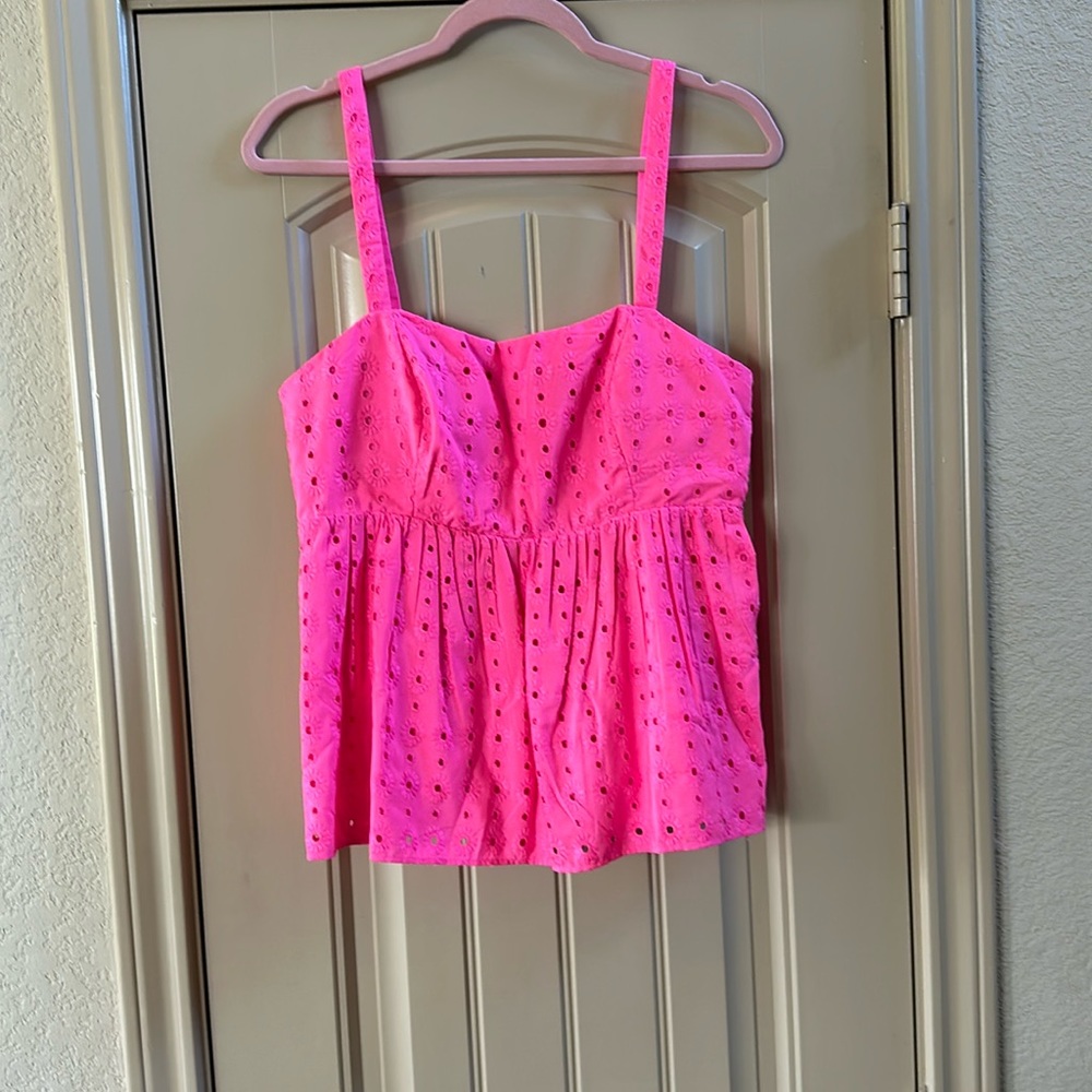 Lilly Pulitzer hot pink eyelet top.